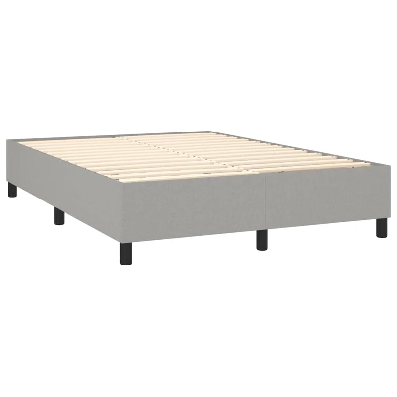 Sommier à lattes sur pieds cadre de lit 140x190 cm tissu gris clair TDL0207200
