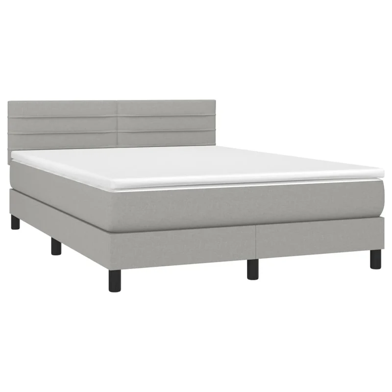 Cadre de lit LED avec sommier tête de lit matelas 140x190 cm tissu gris clair TDL0208561