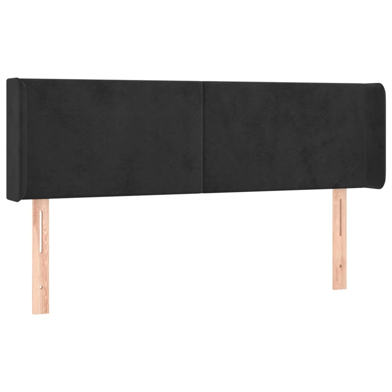 Tête de lit accessoire couchage chambre à coucher meuble avec rebord latéral 147 x 16 x 78/88 cm Tissu velours noir TDL0204564