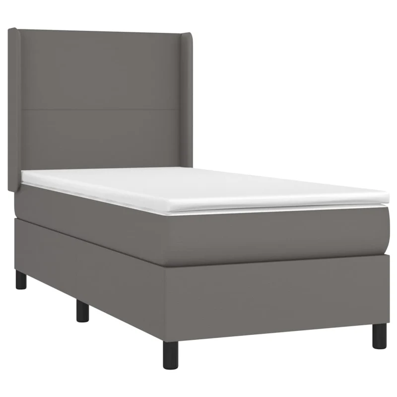 Cadre de lit LED avec sommier tête de lit matelas 90x200 cm synthétique gris TDL0209512