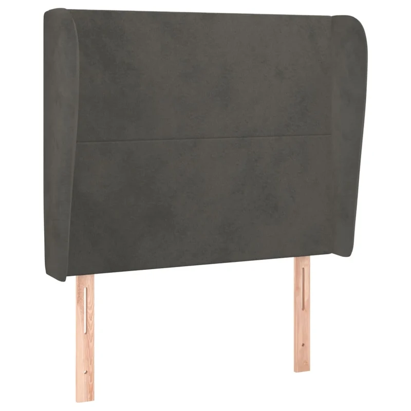 Tête de lit accessoire couchage chambre à coucher meuble avec rebord latéral 93 x 23 x 118/128 cm tissu velours gris foncé TDL0204850