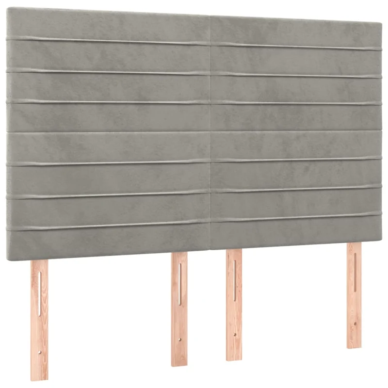 Tête de lit accessoire couchage chambre à coucher meuble à LED 144 x 5 x 118/128 cm tissu velours gris clair TDL0201406