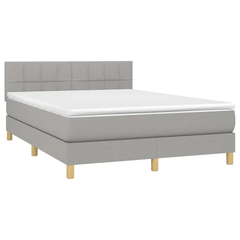 Cadre de lit LED avec sommier tête de lit matelas 140x190 cm tissu gris clair TDL0208550