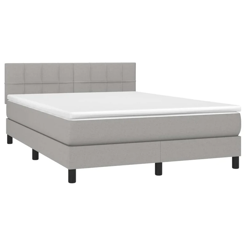 Cadre de lit LED avec sommier tête de lit matelas 140x190 cm tissu gris clair TDL0208559