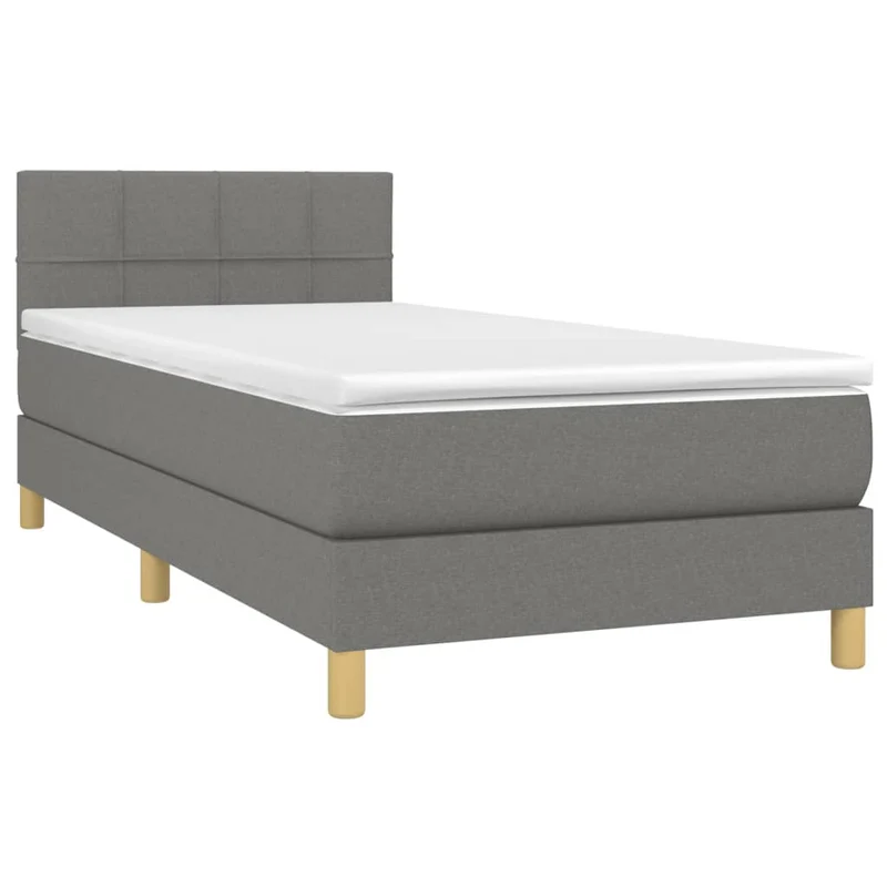Cadre de lit LED avec sommier tête de lit matelas 80x200cm tissu gris foncé TDL0209418
