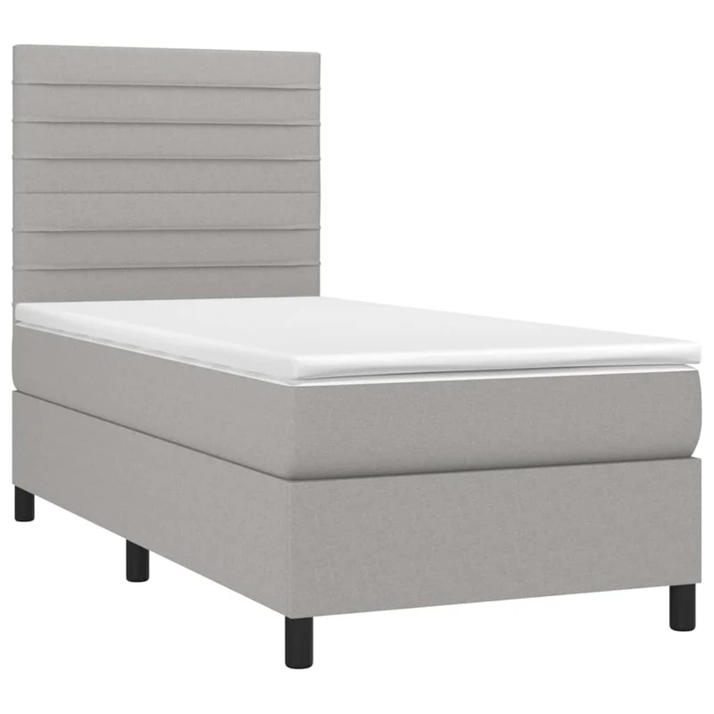 Cadre de lit LED avec sommier tête de lit matelas 80x200cm tissu gris clair TDL0209508