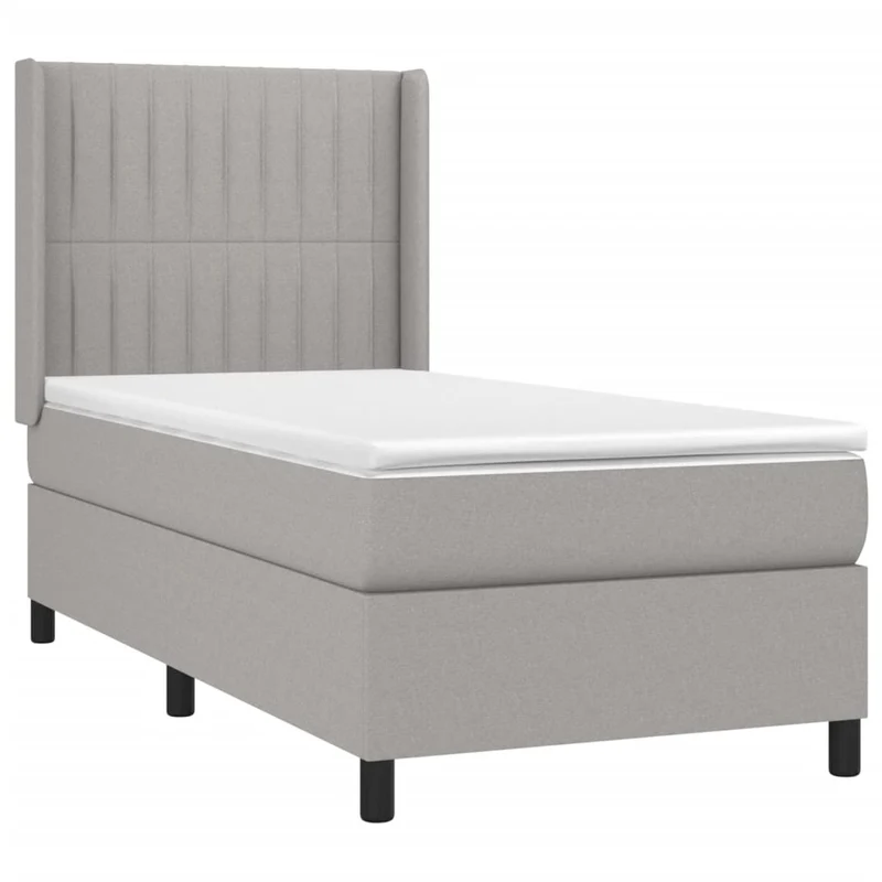 Cadre de lit LED avec sommier tête de lit matelas 90x190cm tissu gris clair TDL0209471