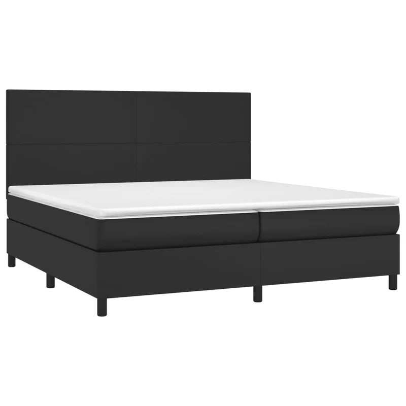 Cadre de lit LED avec sommier tête de lit matelas 200x200cm synthétique noir TDL0209140