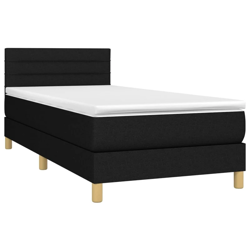 Cadre de lit LED avec sommier tête de lit matelas 80x200cm tissu noir TDL0209121