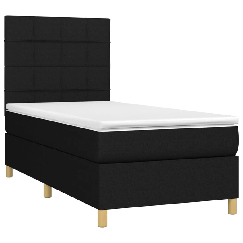 Cadre de lit LED avec sommier tête de lit matelas 80x200cm tissu noir TDL0209122