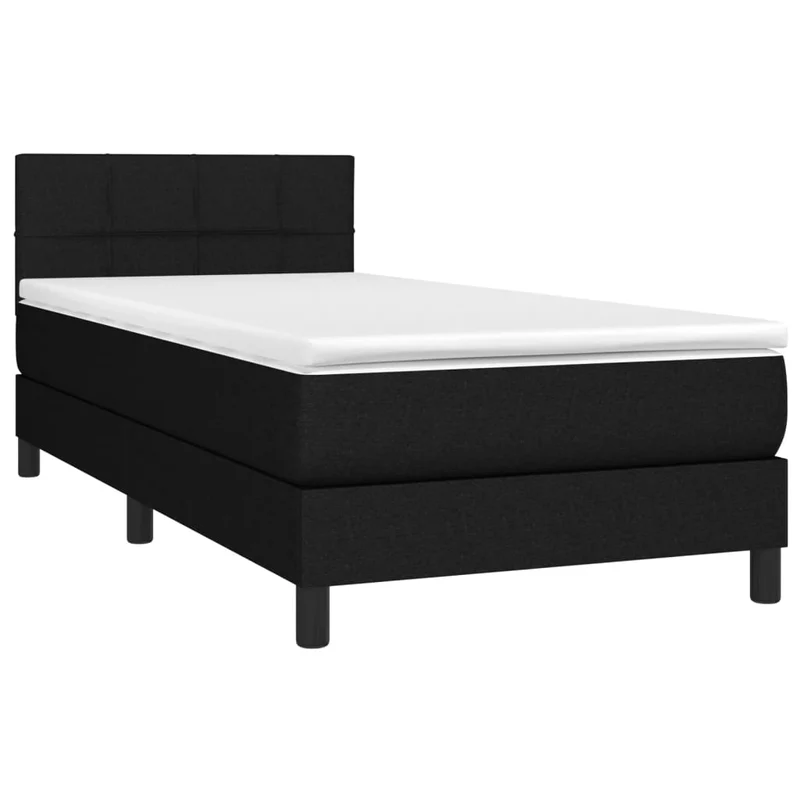Cadre de lit LED avec sommier tête de lit matelas 80x200cm tissu noir TDL0209115