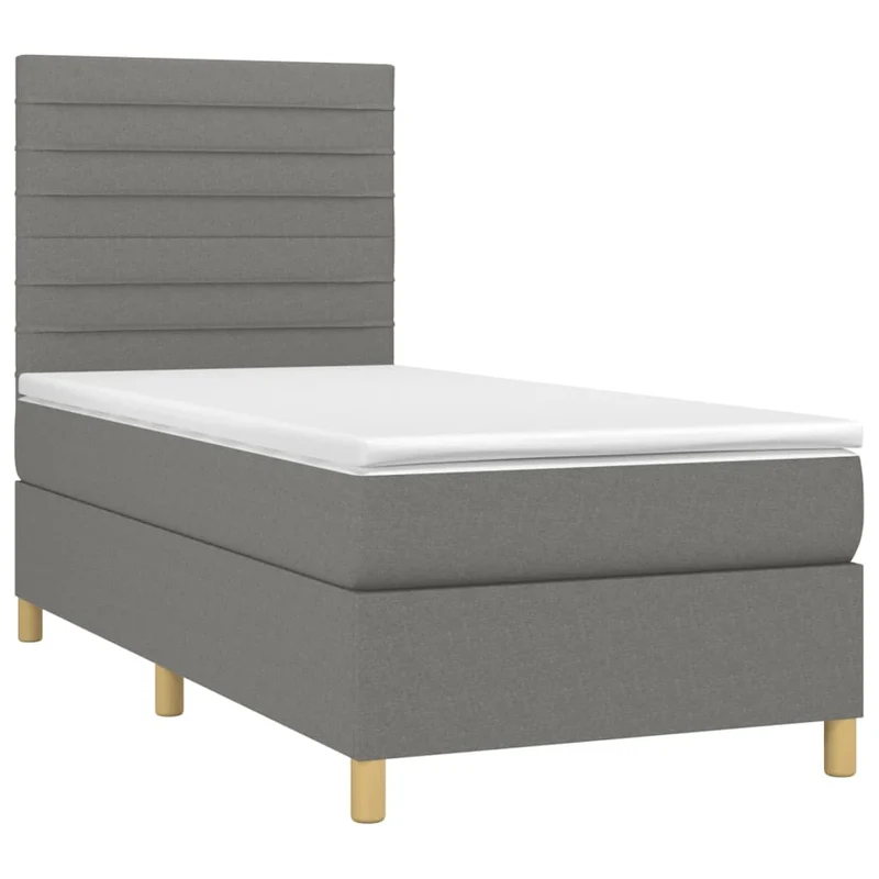 Cadre de lit LED avec sommier tête de lit matelas 80x200cm tissu gris foncé TDL0209430