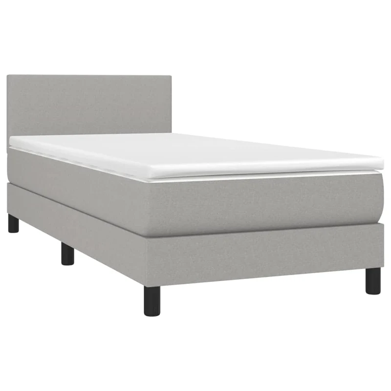 Cadre de lit LED avec sommier tête de lit matelas 80x200cm tissu gris clair TDL0209507