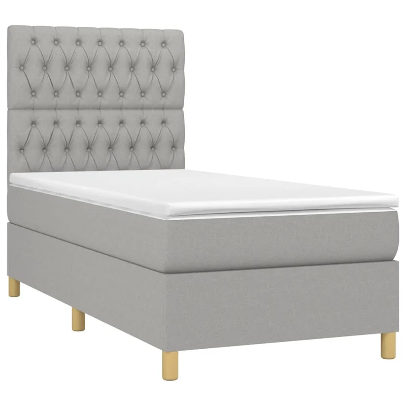 Cadre de lit LED avec sommier tête de lit matelas 90x190cm tissu gris clair TDL0209488