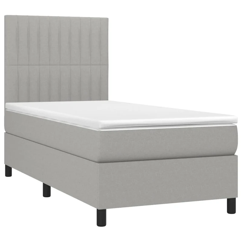 Cadre de lit LED avec sommier tête de lit matelas 90x190cm tissu gris clair TDL0209480