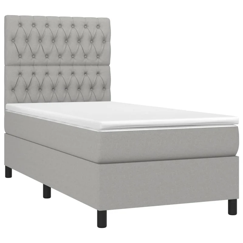 Cadre de lit LED avec sommier tête de lit matelas 90x190cm tissu gris clair TDL0209481