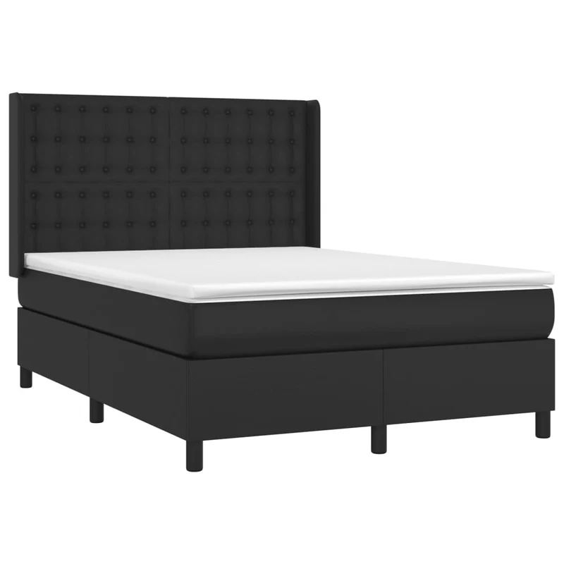 Cadre de lit LED avec sommier tête de lit matelas 140x190cm synthétique noir TDL0209232