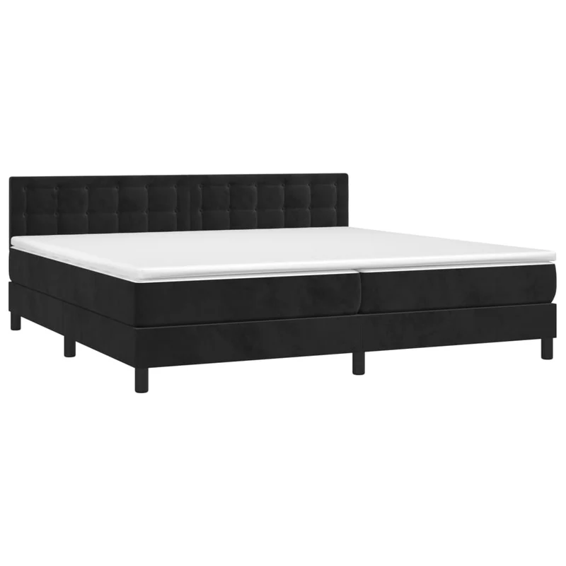 Cadre de lit LED avec sommier tête de lit matelas 200x200 cm tissu velours noir TDL0209147