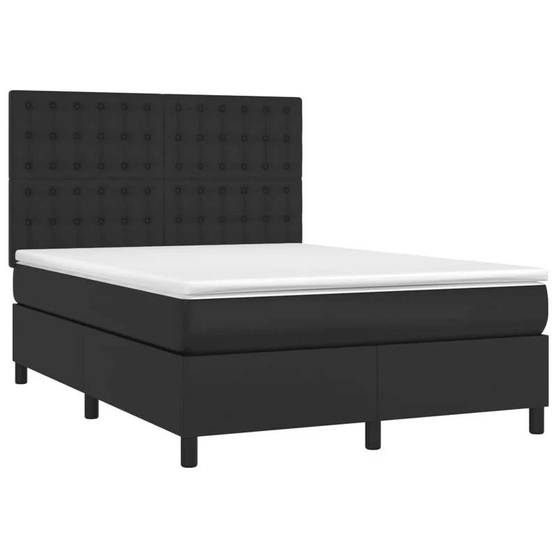 Cadre de lit LED avec sommier tête de lit matelas 140x200cm synthétique noir TDL0209193
