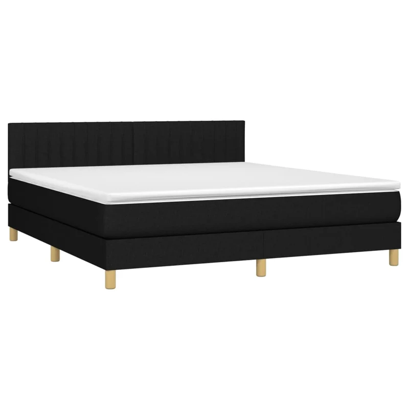 Cadre de lit LED avec sommier tête de lit matelas 160x200 cm tissu noir TDL0209178