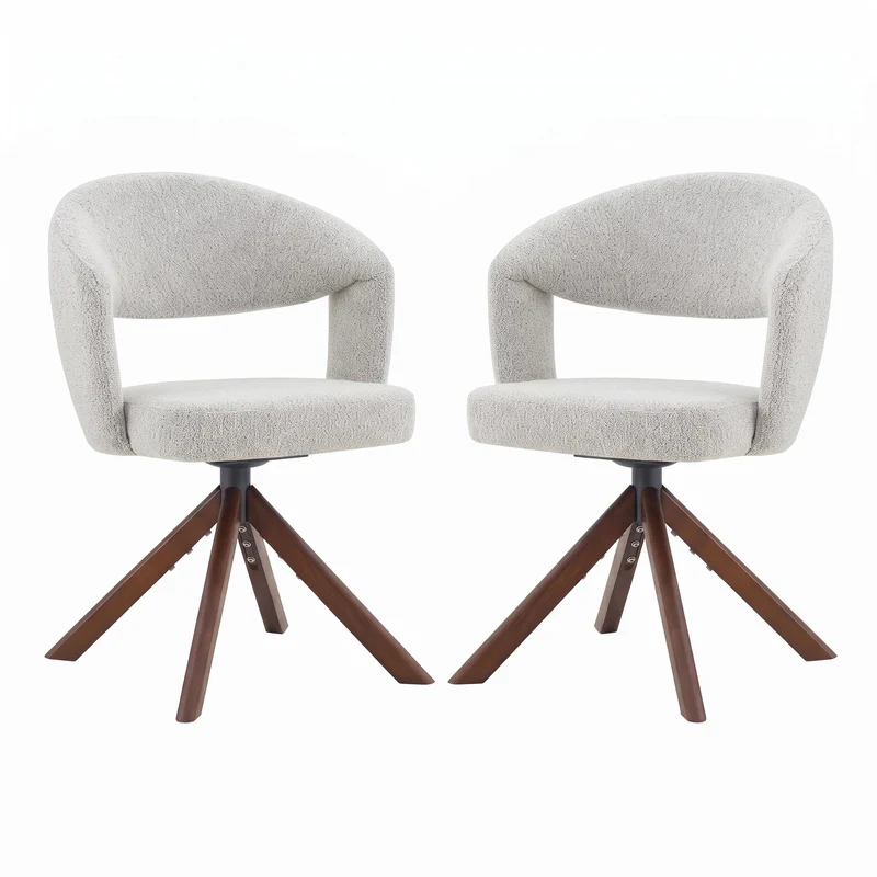 Lot de 2 chaises de salle à manger pivotantes 360° en tissu gris clair SCANDINAVIANMARBLEPL