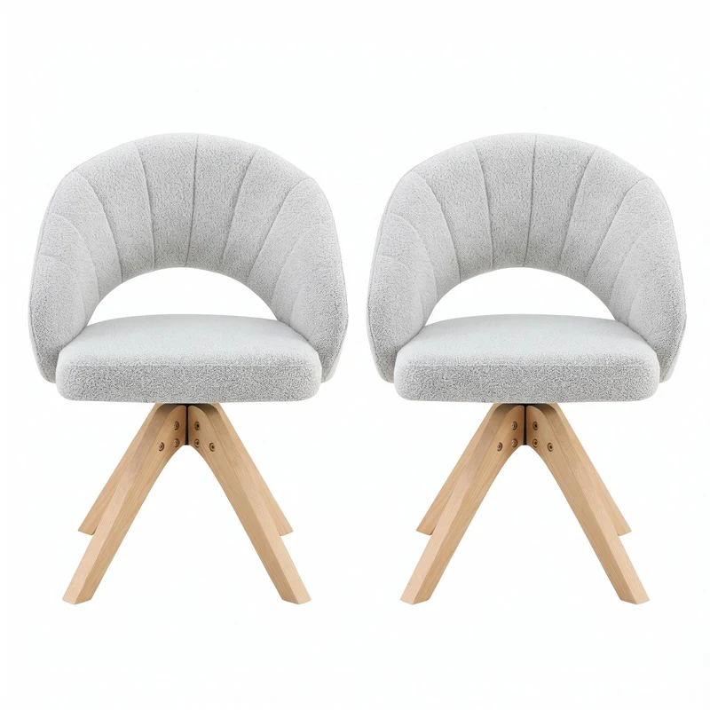 Lot de 2 chaises de salle à manger pivotantes en velours gris clair SCANDINAVIANRUG