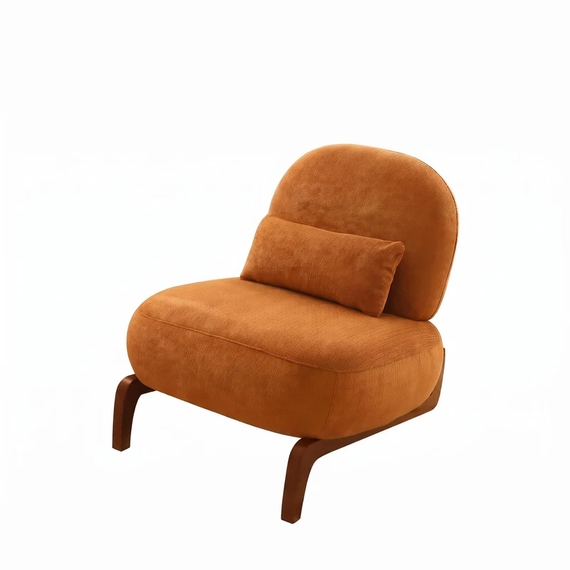 Fauteuil en velours caramel 86,9 cm, moderne, pieds en bois massif RUSTICMAX