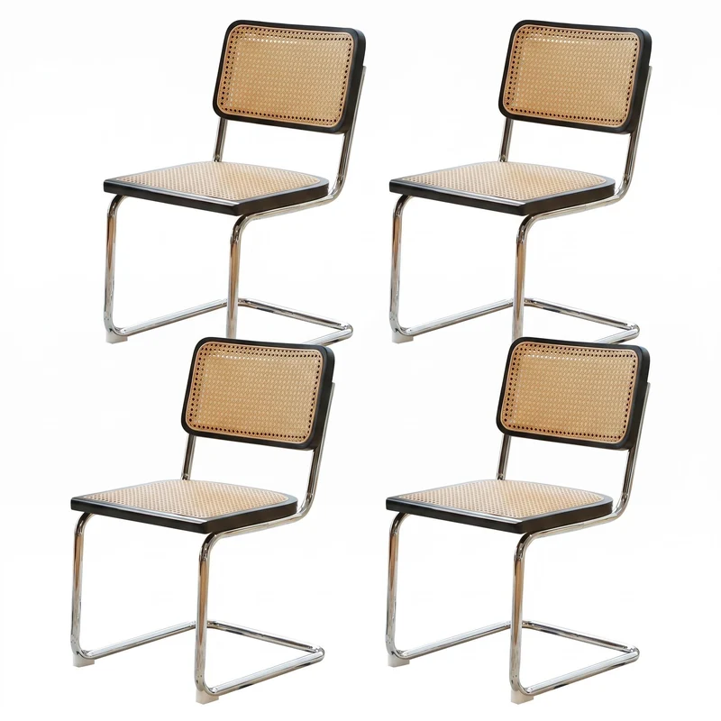Lot de 4 chaises en rotin noir, style Breuer RUSTICSTONEELITE