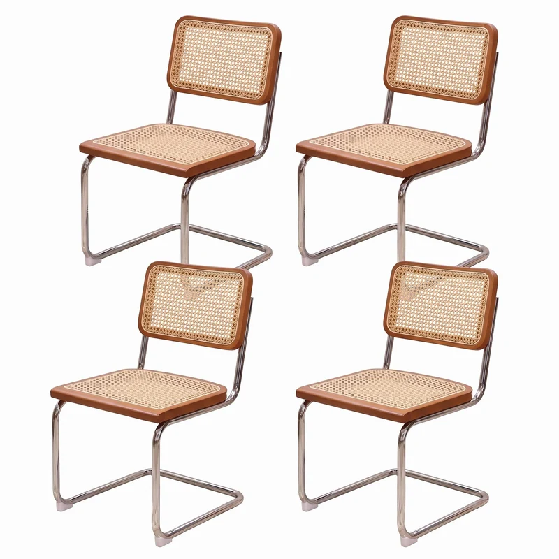 Lot de 4 chaises en rotin marron, style Breuer RUSTICSTONELINE