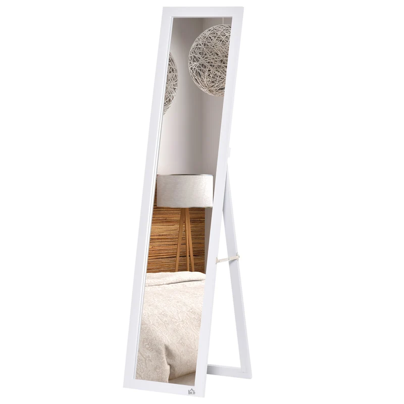 Miroir sur pied et mural rectangulaire chambre 37 x 37 x 154 cm anti éclat pose au sol contemporain épuré en MDF blanc 21_0001473