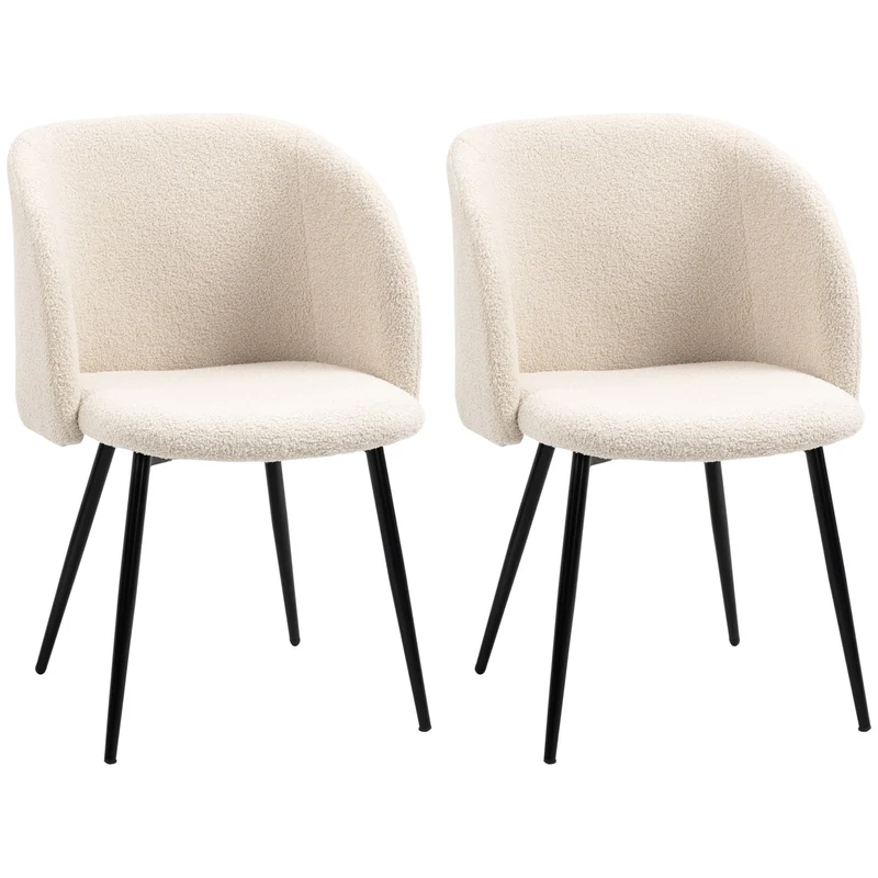 Lot de 2 chaises de salle à manger dossier incliné assise rembourrée 55 x 62 x 80 cm cosy moderne en polyester beige 21_0003194