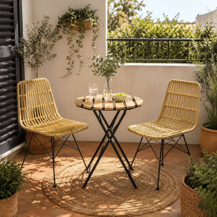 Conjunto de jardín Talsi con mesa redonda plegable y 2 sillas