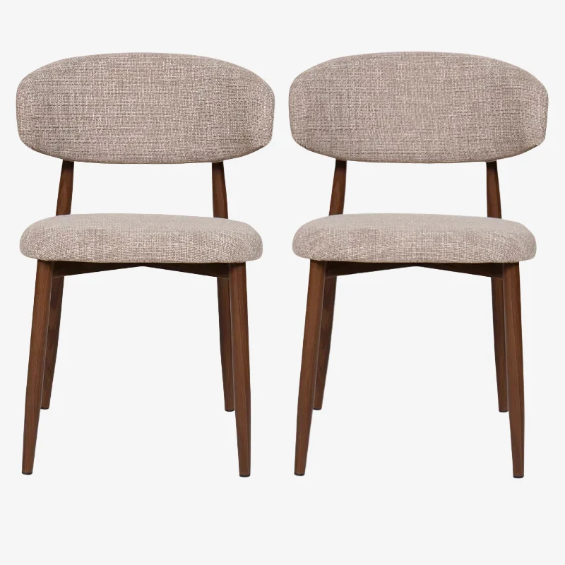 Pack 2 Sillas de comedor nórdica acero nogal Olimpo beige