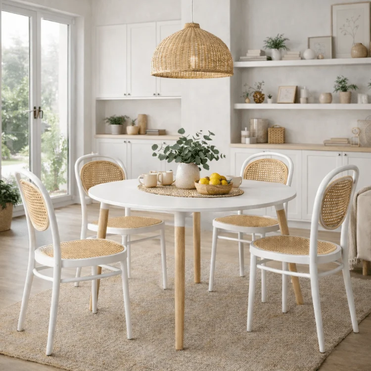 Conjunto mesa redonda de 110 con 4 sillas Klara