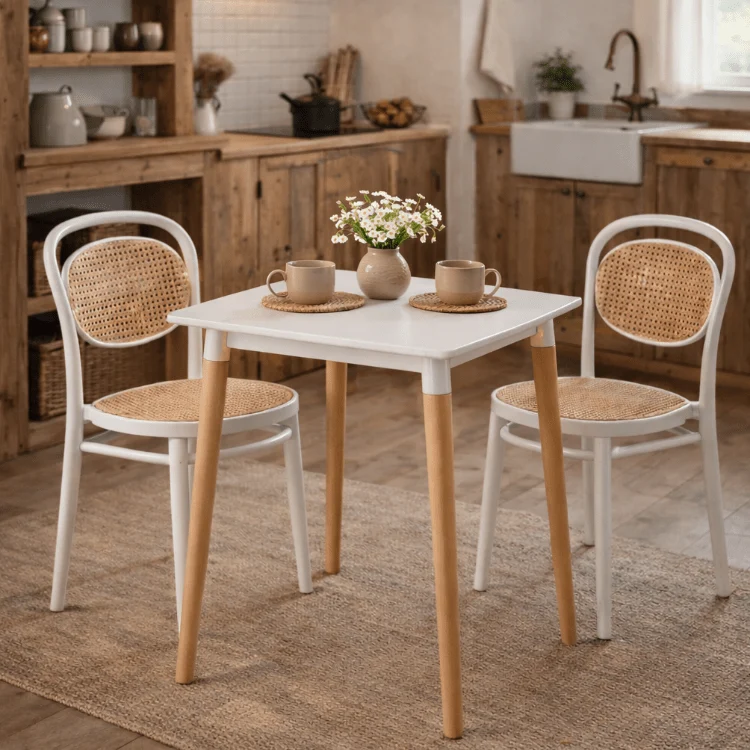 Conjunto mesa cuadrada 70x70 cm con 2 sillas Klara