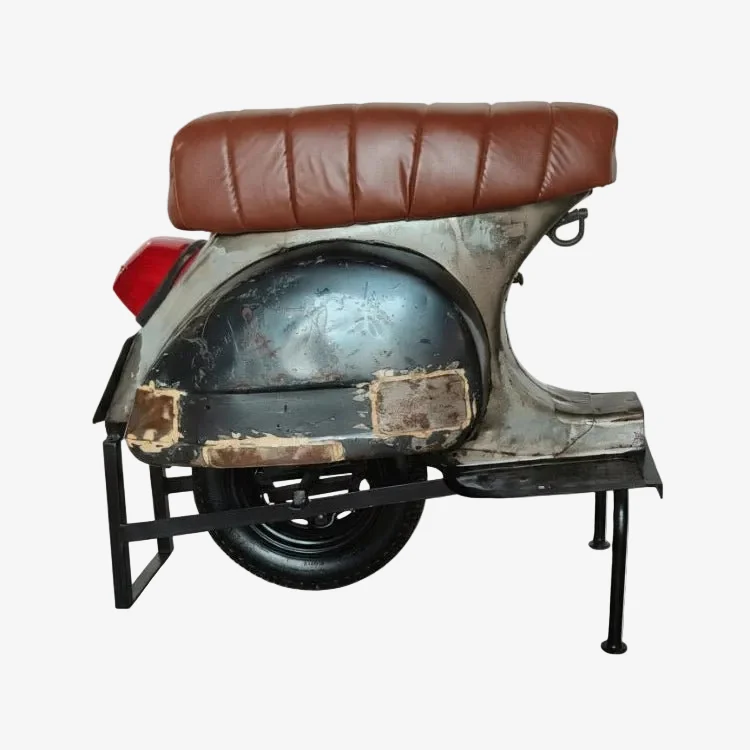Taburete de Bar Scooter Vintage Reciclada de Cuero