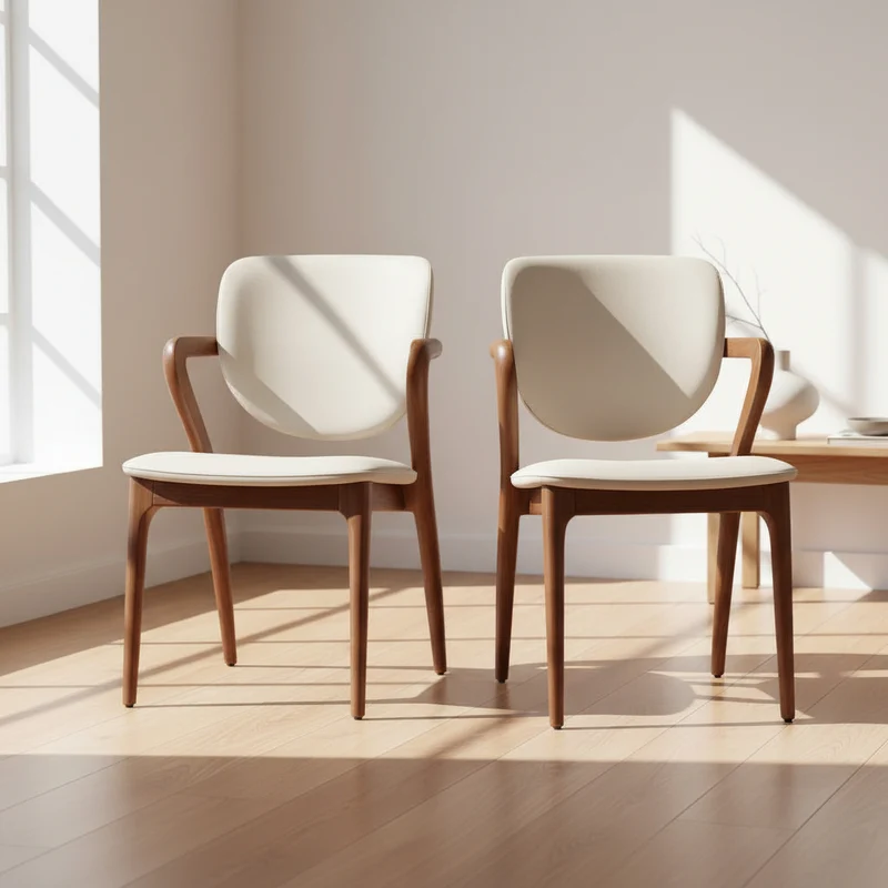 Lot de 2 chaises en bois et cuir - Tempest
