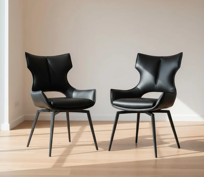 Lot de 2 chaises cuir pivotante - Cabanel