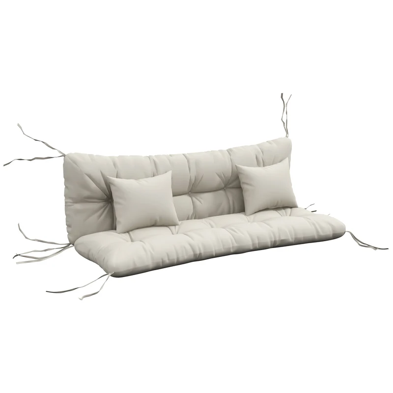 Ensemble de 4 coussins balancelle jardin 150 x 50 x 10 cm assise rembourrée confortable scandinave en polyester crème 21_0005217