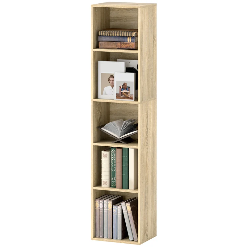 Bibliothèque étagère 30 x 24 x 133.5 cm étagères réglables anti bascule scandinave en panneau de particules bois naturel 21_0002506
