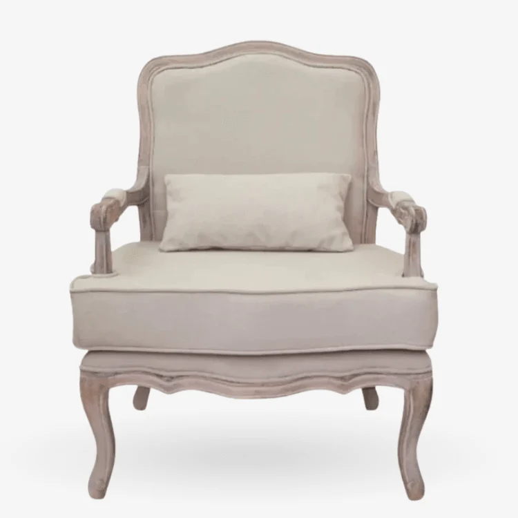Sillón estilo francés Luis XV lino beige