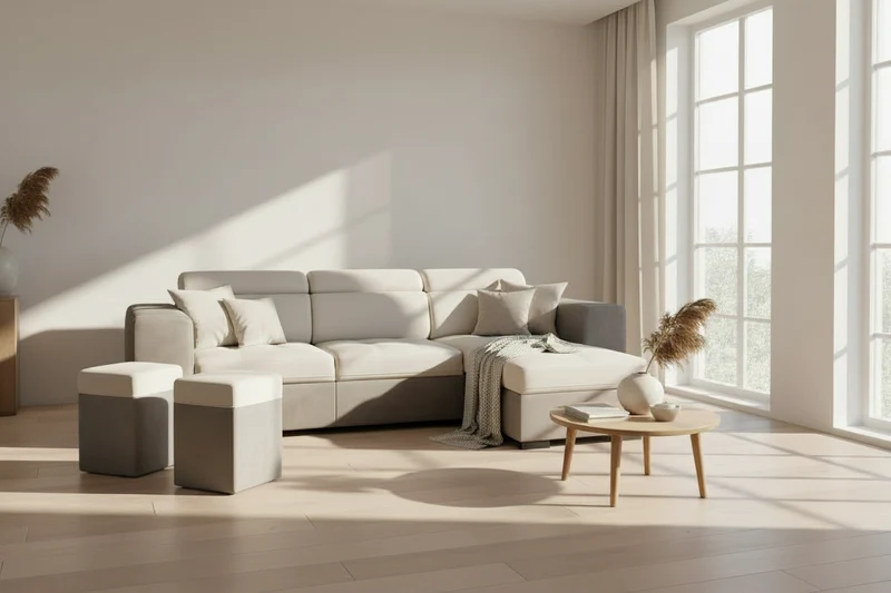 Canapé d’angle convertible beige réversible - Moduly