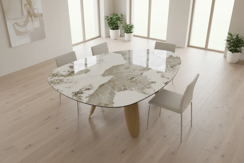 Table organique céramique effet marbre - Bonifacio