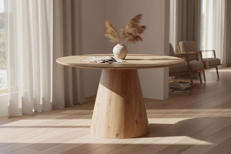 Table à manger ronde en bois clair - Tiguan