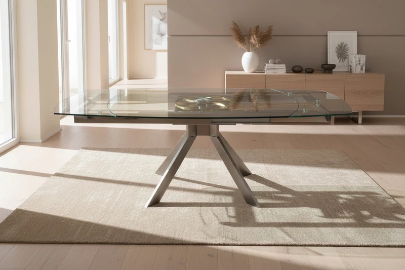 Table à manger en verre extensible - Clock
