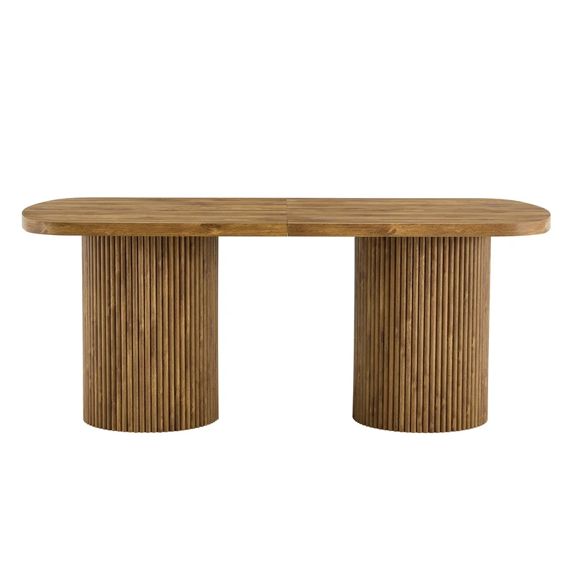 Table de salle à manger ovale effet bois et pieds à latte, style hobo 180x90cm PLANTFLOW