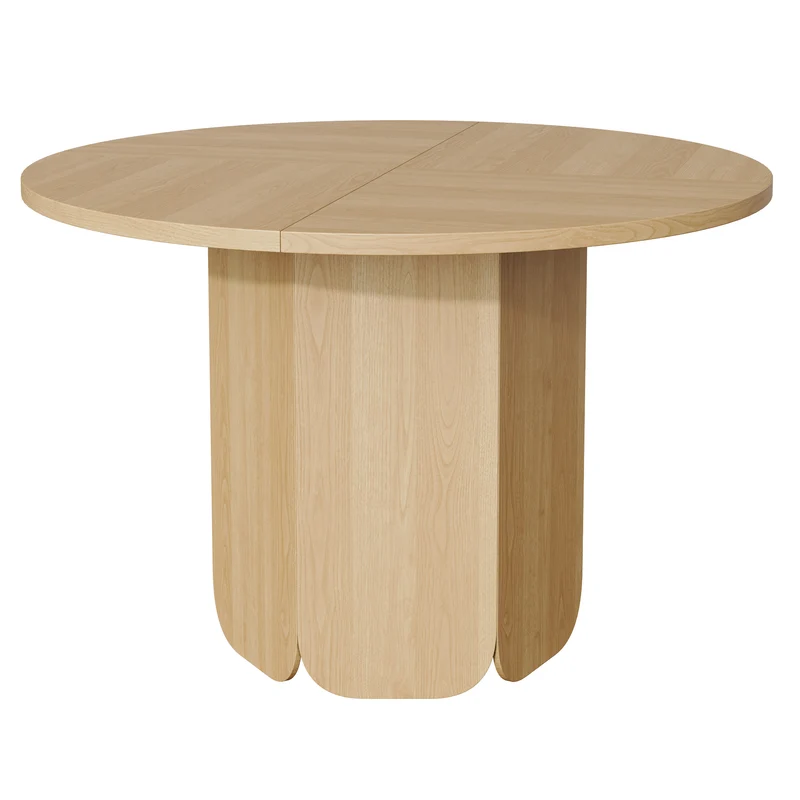 Table de salle à manger ronde Ø120cm effet chêne, style scandinave PILLOWRESIN