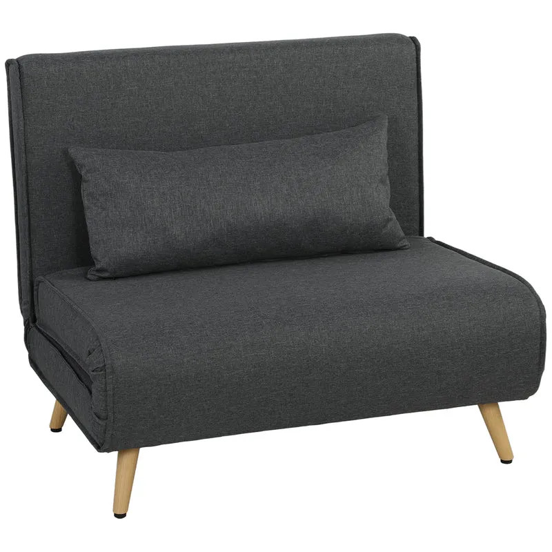Canapé-lit une place convertible dossier 3 positions 94 x 78 x 80 cm assise large style scandinave en polyester gris 21_0003008