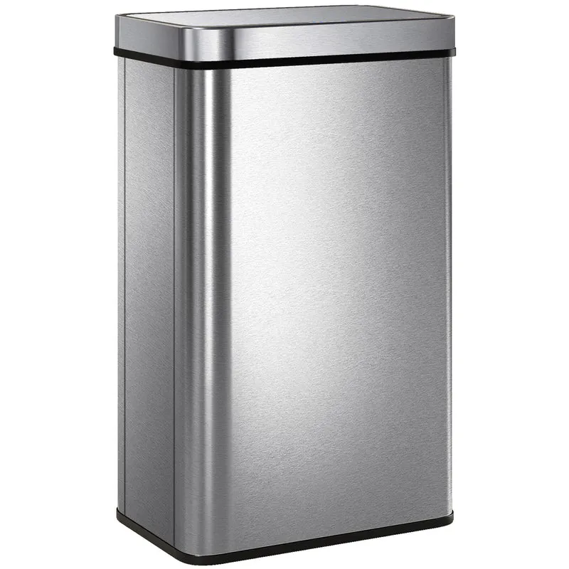Poubelle à capteur de cuisine 39 x 27 x 66 cm ouverture sans contact fermeture douce moderne en acier inoxydable argenté 21_0005945