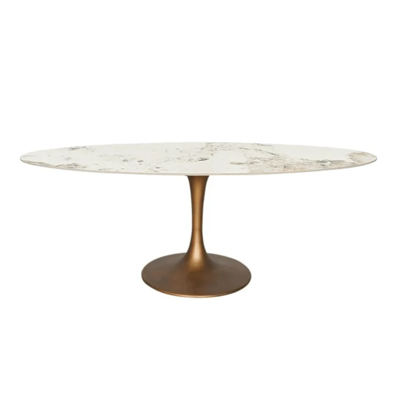 Mesa de comedor oval tuli cobre piedra sinterizada 160